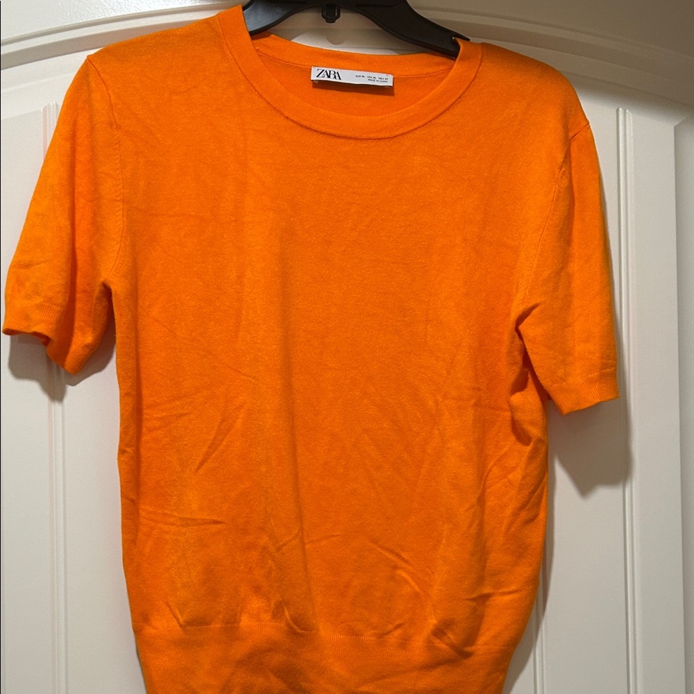 Zara Vibrant Orange Knit Top